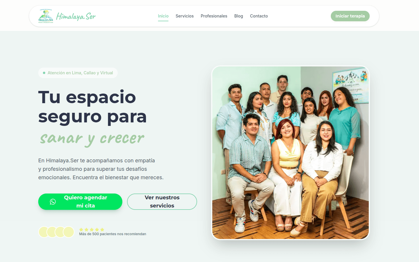 Himalaya Ser sitio web con CMS para clínica de psicología