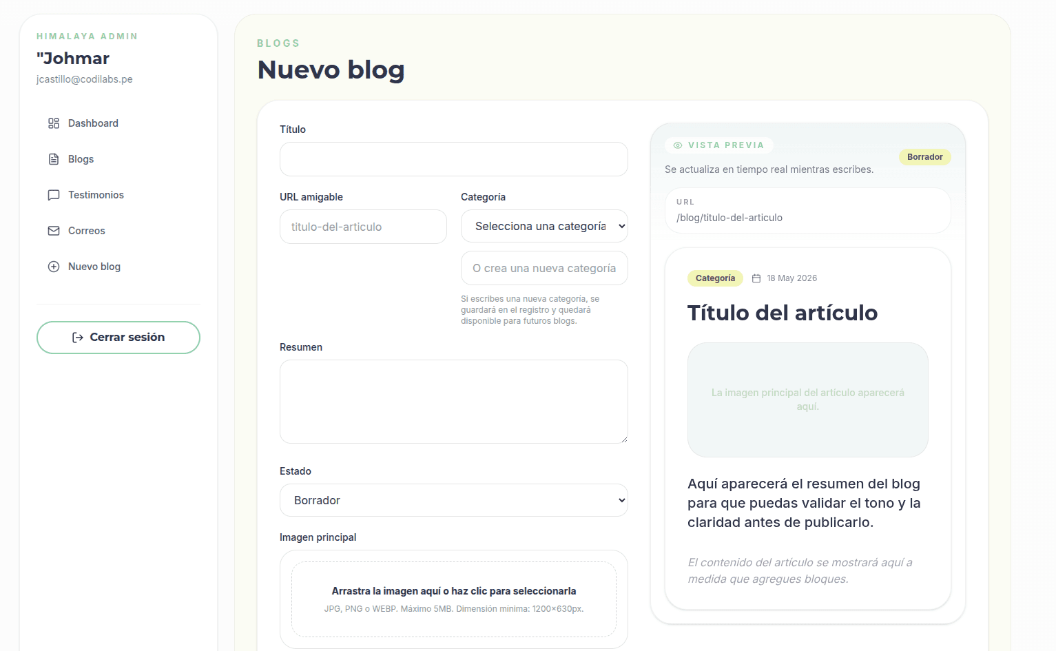 Himalaya Ser: Sitio Web con CMS para Clínica de Psicología